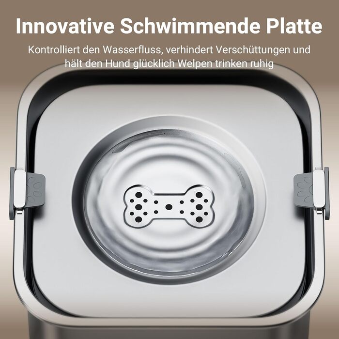 Миска для собак DownyPaws 3L з нержавіючої сталі, анти-розбризкування, чорна, для дому та вулиці