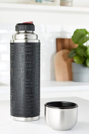 Emsa Senator Insulated Flask 515714 | Capacity: 1.0 L | 100 percent leak-proof | Silicone seal | Safe Loc closure | 12h hot or 24h cold | Black