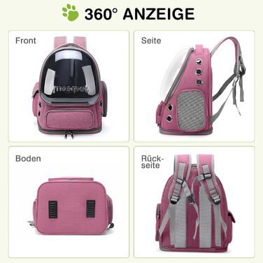 Рюкзак-переноска для котів та собак ALLSOPETS Bubble Carrier Rosa (до 7.5 кг)