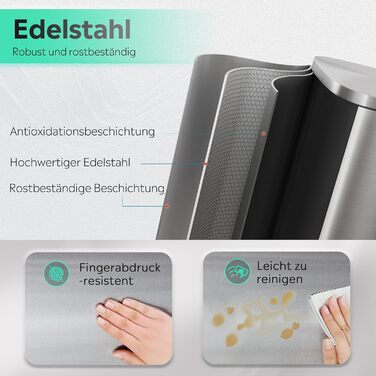 Відро для сміття WLIVE 50L з нержавіючої сталі з педальним механізмом та м'яким закриттям, для кухні, спальні, офісу, срібний