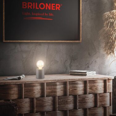 BRILONER Настільна лампа міні, ретро, вінтаж, кераміка, антрацит. Настільна лампа для спальні, кабінету, вітальні. E27, 10W, 10x9 см