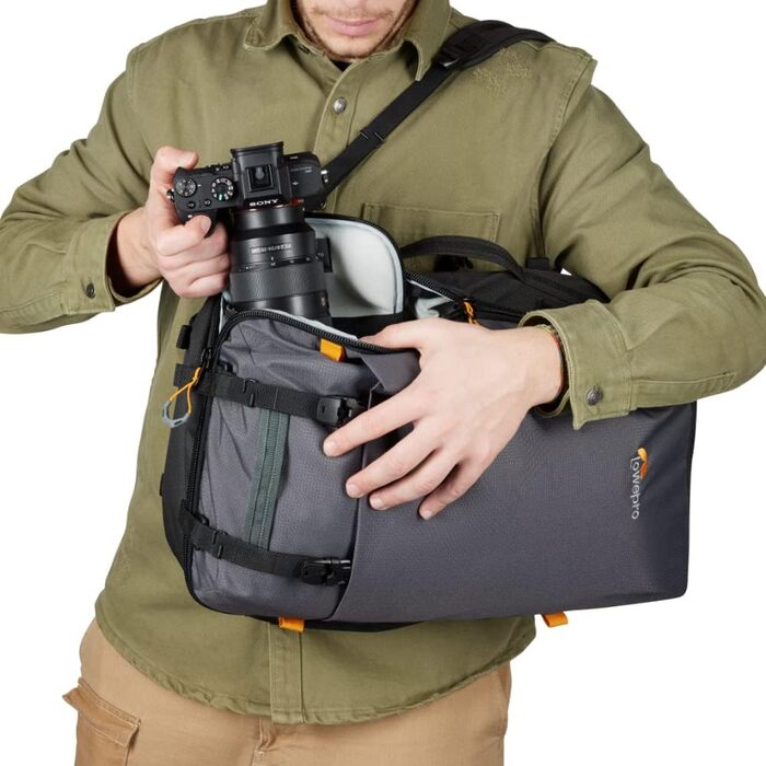 Рюкзак для камери Lowepro Trekker Lite BP 250 (Сірий), з винімним вкладишем, для бездзеркальних камер Sony Alpha 7, з системою кріплення аксесуарів