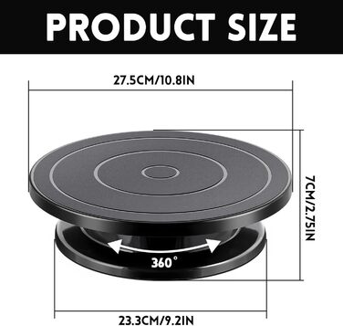 Обертова платформа для тортів Yeemeen 27см, професійний торт-дрот, чорний, антиковзаюча, для випікання тортів, для кухні