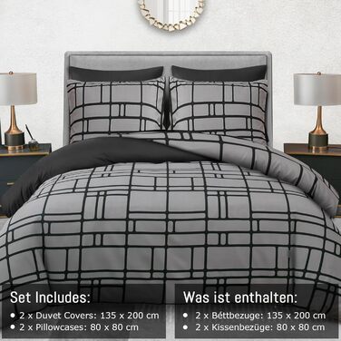 Комплект постільної білизни Pamposh 135x200 (4 шт.) - сірий, мікрофібра, з блискавкою