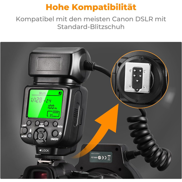 Кільцевий спалах K&F Concept TTL для Canon SLR/DSLR з підтримкою AF-допомогою, лічильник світла 14