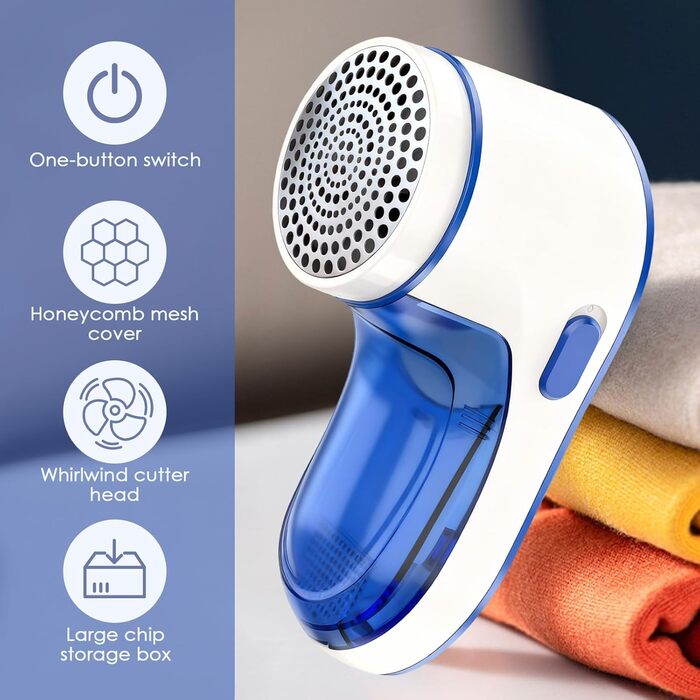 Електричний видальник пуху та ниток, портативний, з USB-кабелем та змінною голкою. Підходить для одягу, меблів, вовни. Компактний, блакитний