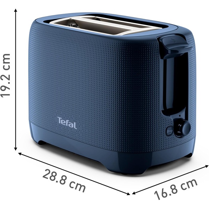 Tefal TT2M14 Morning Toaster | Two-Slot | Elegant Design | Bun Warmer | 7 Browning Levels | Extra-Wide Slots | Stop Function | Wanted Blue