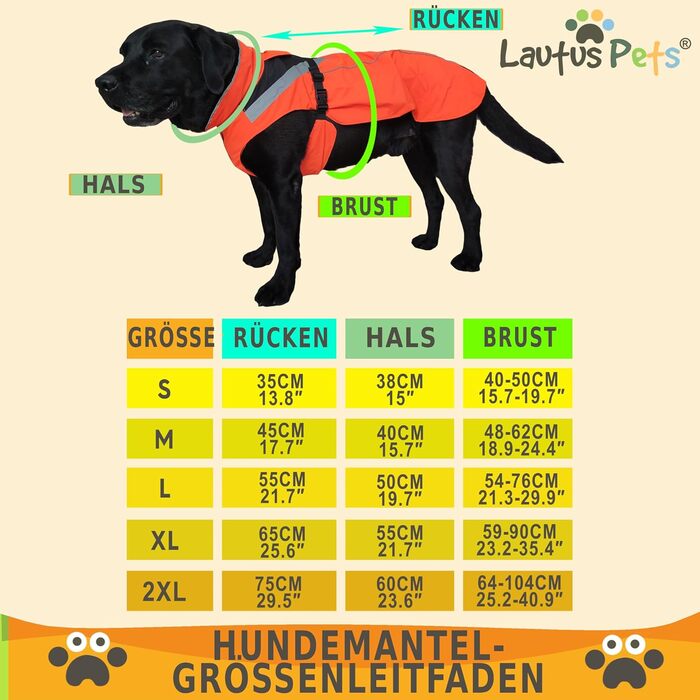 Lautus Pets Dog Raincoat, Waterproof, Reflective, Light with Harness Hole (Orange, 2XL)