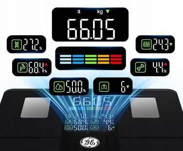 Розумні електронні аналітичні ваги GE з Bluetooth, визначення ІМТ, до 180 кг