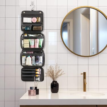 Чоловіча косметичка Elviros з PU-шкіри, 3 в 1, велика, водонепроникна, для подорожей, чорна