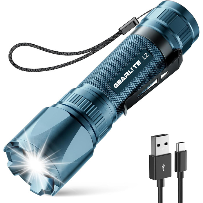 Ліхтарик LED GEARLITE з підзарядкою, 3000 люменів, тактичний, водонепроникний (IP65), 3 режими, для кемпінгу, риболовлі, активного відпочинку