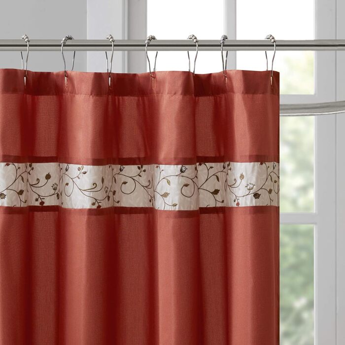 Штора для душу Madison Park Serene Flora з вишивкою, 72x72 см, Spice H182.9 x B182.9 см