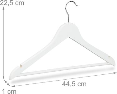 Набір вішалок для одягу Relaxdays з дерева, 30 шт., для штанів, спідниць, суконь, курток, сорочок, з поворотним гачком, 22,50 x 44,50 x 1,00 см, білий