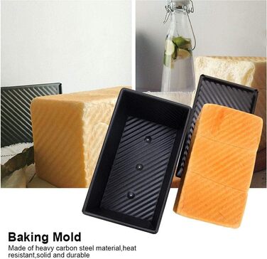 Laib Pfanne, Samfox Non-Stick Loaf Pan Toast Mold with Lid for Cake and Toast Making