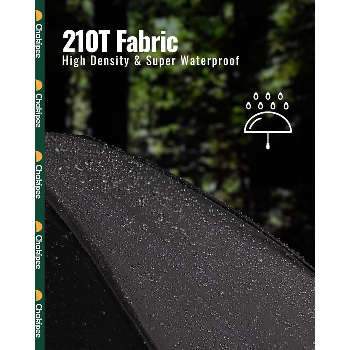 Чакіпі Чакіпі Парасолька велика, стійка до вітру, компактна для подорожей, автоматична, для жінок та чоловіків – кишеньковий парасолька, портативний UV-захист, чорний, 210T покриття, діаметр 97 см, 8 спиць, довжина 108 см
