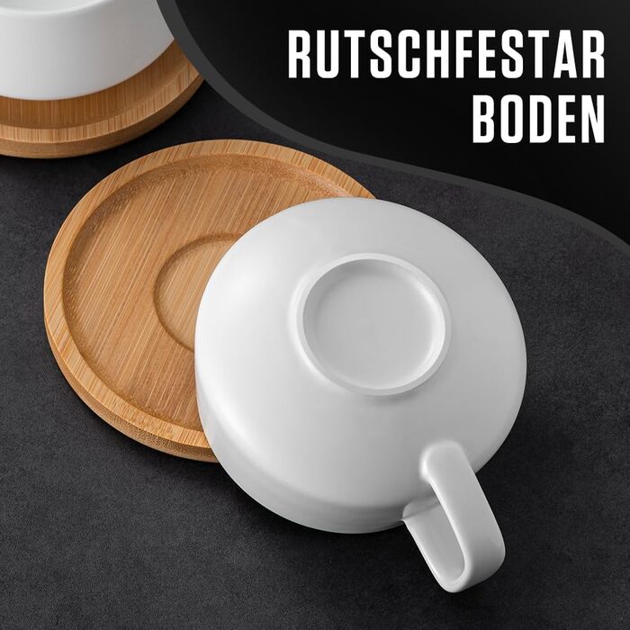 Набір з 4 чашок капучино з блюдцями, 320 мл, кераміка, для капучино, лате, американо та чаю, білий