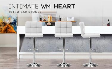 Барний стілець Intimate WM Heart, 2 шт., з м'яким оксамитовим сидінням, регульована висота, з підніжкою, сучасний дизайн (білий)