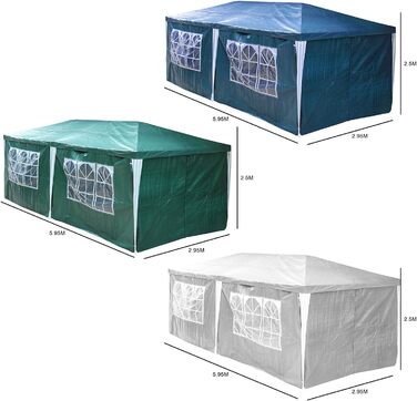 Garden Pavilion 3x6m Garden Pavilion with 6 Side Walls and Windows, Stable, UV Protection, Waterproof, Party Pavilion, Folding Gazebo, Party Tent, for Outdoor Use, Garden, Party, Wedding, Blue