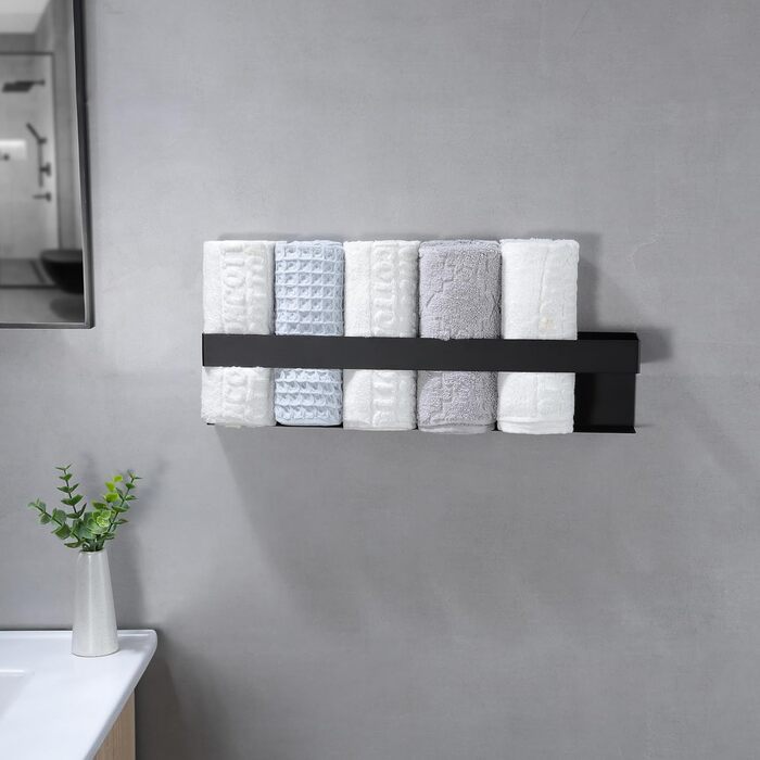 Тримач для рушників ZUNTO без свердління, для гостей, стійкий, нержавіюча сталь, 40 см, чорний