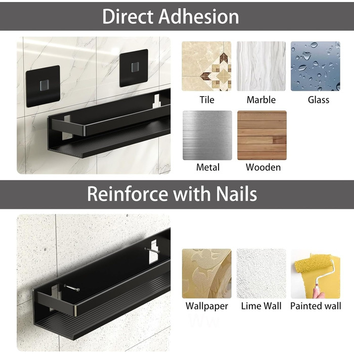 Алюмінієвий кухонний органайзер для ванної кімнати: 2 шт., 30 см, самоклеючий, для кріплення на стіну