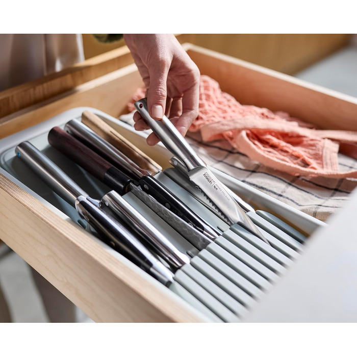 Органайзер для столових приборів Joseph Joseph DrawerStore з блоком для ножів, розширюваний, з переробленого пластику, компактний