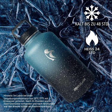 Термофляга Coolflask 2Л зі сталі нержавіюючої з трубою та 3 кришками, вакуумна пляшка для води для спорту та подорожей, Starry Indigo Black