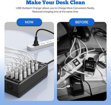 Зарядний пристрій USB-C на 24 порти 100W/20A, настільна USB-станція для iPhone, Samsung, Google, планшетів та ін.