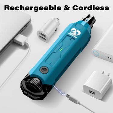 Електричний точилка для кігтів собак Casfuy 6-ступінчаста - безшумна, акумуляторна, для великих, середніх та малих собак (блакитний)