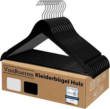 10 дерев'яних вішалок VonBueren, білі, 44,5 x 22 см, 360° обертання, 10 шт.
