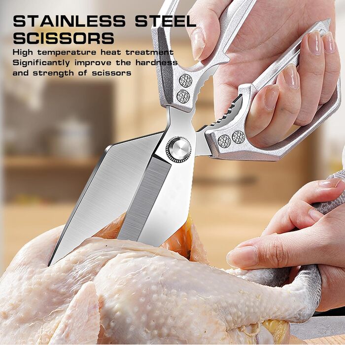 Ніж-ножиці кухонні зі сталі, універсальні, з відкривачем для пляшок, для курки, риби, м'яса, зелені, горіхів, миються в посудомийній машині