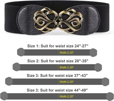 Жіночий широкий еластичний пояс JasGood (4 шт.): шкіряний стрейч для суконь, чорний, коричневий, сірий, бежевий, розмір 71-87 см