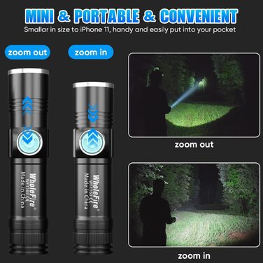 LED ліхтарик WholeFire 2 шт. 5000 люмен, 4 режими, IP65, водонепроникний, для кемпінгу, дітей, туризму, активного відпочинку