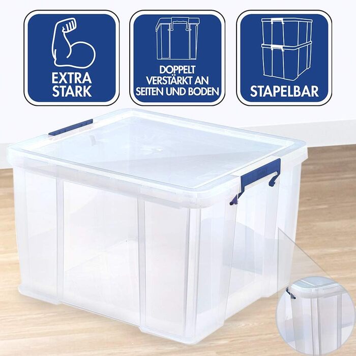 Велика пластикова коробка для зберігання з кришкою BANKERS BOX ProStore, 48 л, 30×58×38,5 см