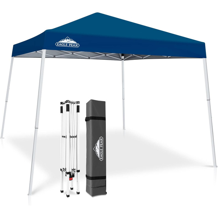 EAGLE PEAK 3x3m Event Tent Slanted Legs Pop-up Gazebo Outdoor, UV Protection 50+ Waterproof Foldable Folding Gazebo for Camping Garden Party, Dark Blue