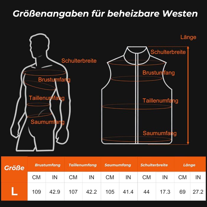 Обогреваемый жилет Smartes с управлением через APP | 8-зонный обогреватель для лыж и кемпинга | Аккумулятор 20000mAh 7.4V | 3 температурных режима | Ветро- и водонепроницаемый | Можно стирать в машинке, мужской/женский жилет L