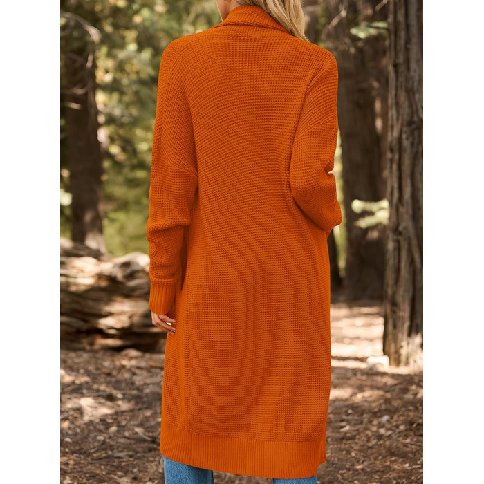 Жіноча в'язана кардиган LILLUSORY, великий розмір, відкритий спереду, зимовий, оранжево-червоний (Sunset Chevron)