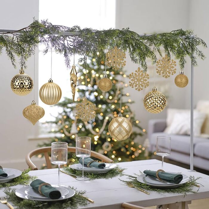 50 блакитних новорічних куля для прикраси ялинки, нес broken, з золотим ефектом