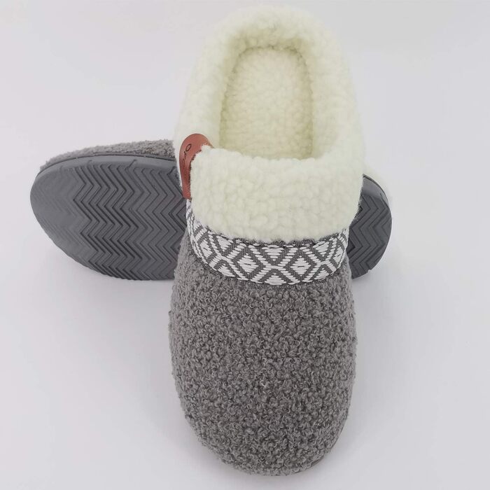 Жіночі домашні тапочки ofoot Fuzzy House: теплі, зручні шкарпетки з м'яким флісом та підошвою з гуми (42/43 EU, сірі)