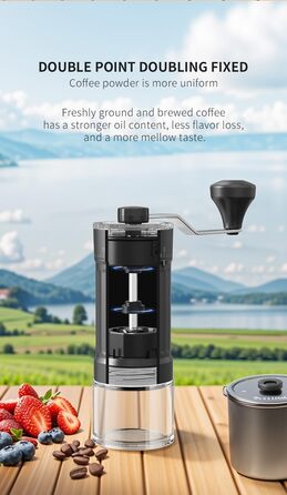 Ручний кавомолка OrkeyDolk з керамічним жорном, 40 режимів помолу, для Aeropress, Pour Over і Мока, регульована, сучасний дизайн