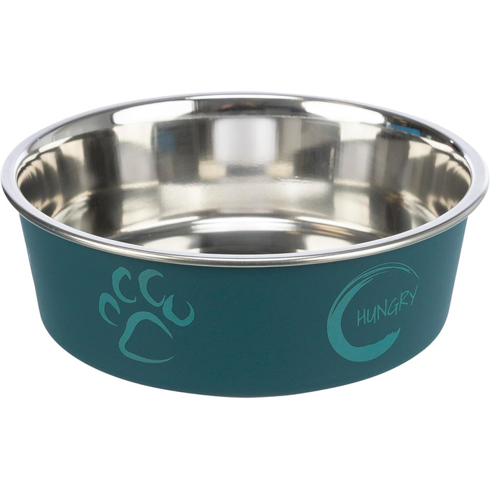 Тріксі Миска з нержавіючої сталі з пластиковим покриттям, 2.2 л, діаметр 23 см, висота 8 см, різноманітні кольори