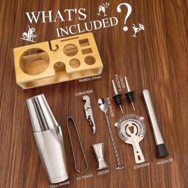 Набір для коктейлів преміум класу Boston Shaker, 16 предметів: шейкер, мадлер, відкривачка для пляшок, аксесуари для бару (чоловікам та жінкам)
