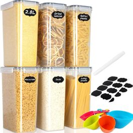 Набір контейнерів для зберігання Cinnani 2.8L (6 шт.) з кришкою, герметичні, BPA free, для круп, мюслі, макаронів, рису, борошна