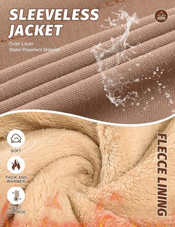 Xnova Тепла зимова жилетка для чоловіків з флісовою підкладкою Sherpa, жилетка-куртка, для полювання, роботи, на відкритому повітрі, хакі, розмір L