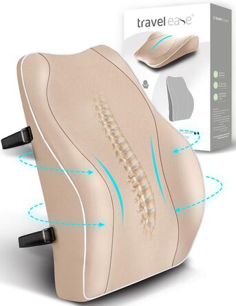 Подушка для спини Ergonomisches RückenKissen Travel Ease з Memory Foam, для офісного та комп'ютерного крісла, з антистатичним, приємним до шкіри чохлом, для зручної постави