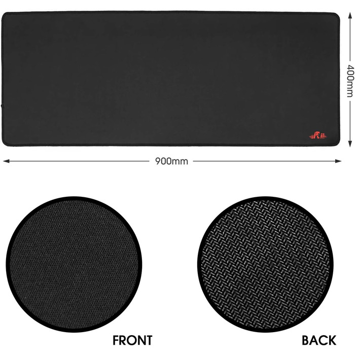 Килимок для миші Rii XXL Gaming, 900x400 см, великий, для ігор та офісу, чорний