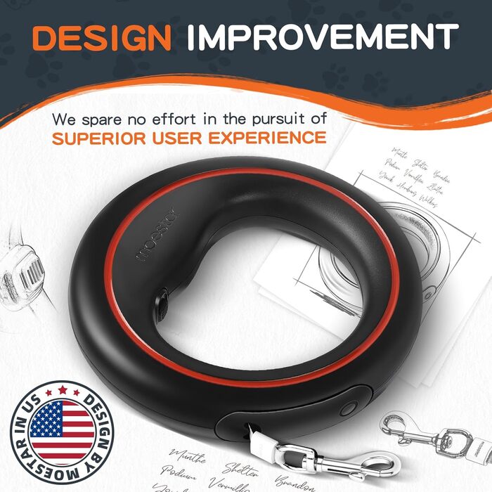 Висувна поводок для собак, ручне кріплення, 360°, без спутанню, 3 м, з тримачем для відходів, для середніх та маленьких собак (чорний/зелений, чорний/помаранчевий)