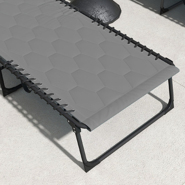Шезлонг Outsunny, розкладний, з подушкою, стійкий до погодних умов; 188 x 65 x 36 см, сірий + чорний