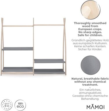 MAMOI® Clothes Rail for Baby Nursery | Children's Clothes Rail 106x95x32cm / 53x95x32cm | Children's Clothes Rack Baby | Coat Rack | Baby Wardrobe | Children's Wardrobe | 100% ECO | Made in EU