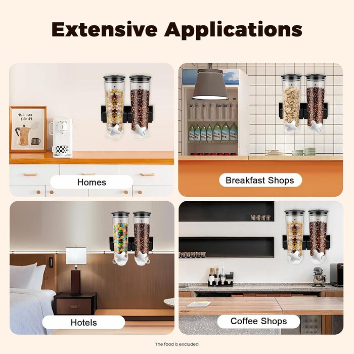 Дозатор для каші та снеків 3L, чорний, з міцного пластику