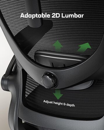 Офісний стіл Марсаїл: ергономічне крісло з регульованою поперековою підтримкою, підголівником та підлокітниками, регулювання висоти та функція гойдання, чорний